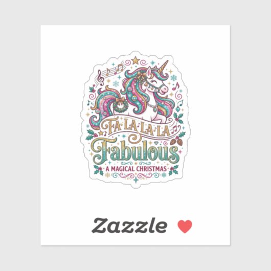 ユニコーン Fa La La La 壮麗な白背景 かわいい シール (シート)