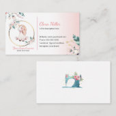 ユニコーンboho名刺ウォーターカラーティール（緑がかった色）ピンク 名刺 (正面/裏面)