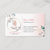 ユニコーンboho名刺ウォーターカラーティール（緑がかった色）ピンク 名刺 (正面)