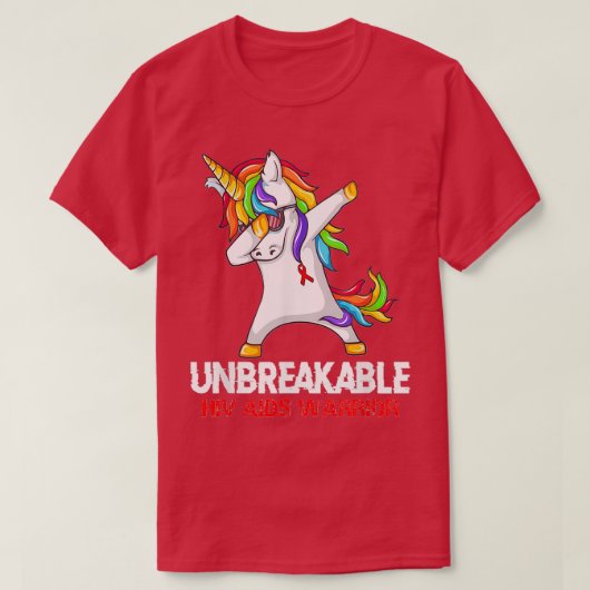 ユニコーンDabbing Unbreakable Hiv Aids Warrior Ribbo Tシャツ (デザイン正面)