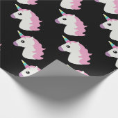 ユニコーンEmoji (黒い背景) ラッピングペーパー (角)