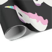 ユニコーンEmoji (黒い背景) ラッピングペーパー (ロールコーナー)