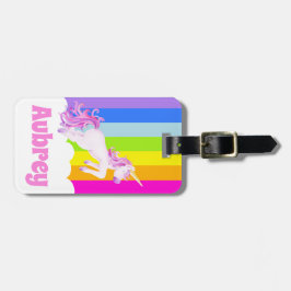 ユニコーンgallopピンクのレインボーユニコーン子供の名前タグ ラゲッジタグ