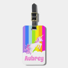 ユニコーンgallopピンクのレインボーユニコーン子供の名前タグ ラゲッジタグ
