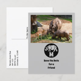 ユニコーンRhinoシルエットモノグラム写真 インビテーションポストカード