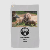 ユニコーンRhinoシルエットモノグラム写真 ゴルフタオル (正面)