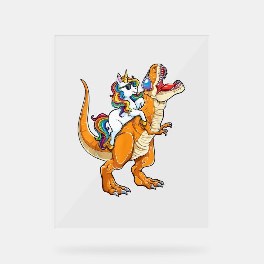 ユニコーンTレックス男性女性恐竜おもしろい少年 アクリルサイン (正面)