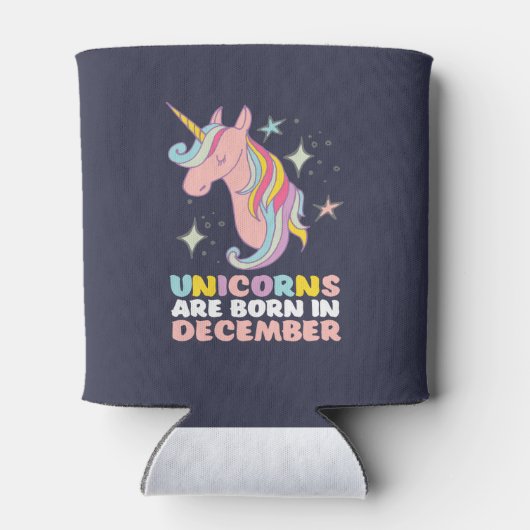 ユニコー生まれンが12月の誕生日おもしろい女子 缶クーラー (裏面)