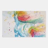 ユニコー絵を描ンの水の色絵を描の虹の芸術 長方形シール (正面)