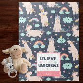 ユニコ信じーンズの青とピンクの女の子のパターンの子 ジグソーパズル