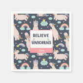 ユニコ信じーンズの青とピンクの女の子のパターンの子 スタンダードカクテルナプキン (正面)