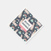 ユニコ信じーンズの青とピンクの女の子のパターンの子 スタンダードカクテルナプキン (角)