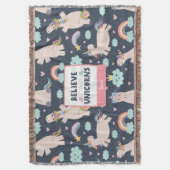 ユニコ信じーンズの青とピンクの女の子のパターンの子 スローブランケット (正面縦)
