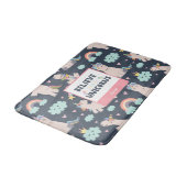 ユニコ信じーンズの青とピンクの女の子のパターンの子 バスマット (アングル)