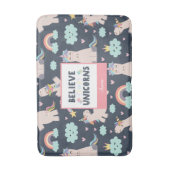 ユニコ信じーンズの青とピンクの女の子のパターンの子 バスマット (正面縦)