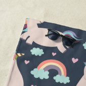 ユニコ信じーンズの青とピンクの女の子のパターンの子 ビーチタオル (インサイチュ)