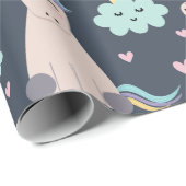 ユニコ信じーンズの青とピンクの女の子のパターンの子 ラッピングペーパー (ロールコーナー)