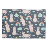 ユニコ信じーンズの青とピンクの女の子のパターンの子 枕カバー (裏面)