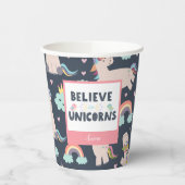 ユニコ信じーンズの青とピンクの女の子のパターンの子 紙コップ (左)