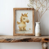 ユニコ素朴ン絵画の小さな金の冠 ポスター