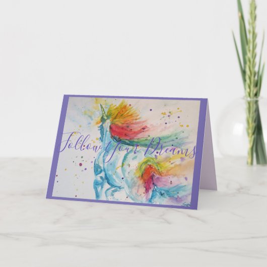 ユニコ絵画ーン後を追の夢の誕生日 カード (正面)