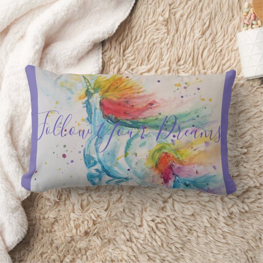 『ユニコ絵画ーン後を追の夢』 ランバークッション (ブランケット)