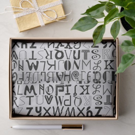 ユニセックスなアルファベットのタイポグラフィのティッシュペーパー 薄葉紙 (ギフト)