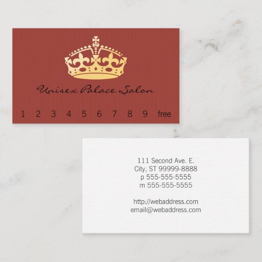 ユニセックスな宮殿のサロンの記念祭の王冠 名刺 (正面/裏面)