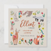 ユニセックスのかわいい森の動物の出産発表 サンキューカード (正面)