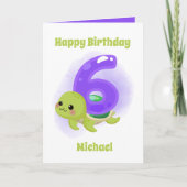 ユニセックスウミガメ6th誕生日追加ネーム気持ち カード (正面)