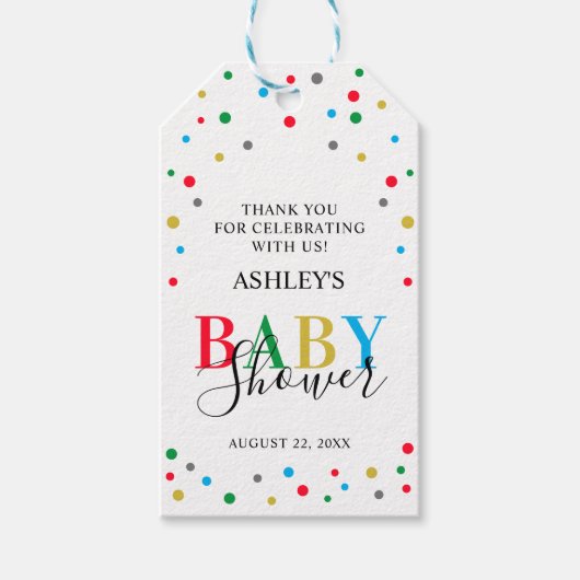 ユニセックスカラーポルカドット感謝の気持ちのギフトタグ ギフトタグ (正面)