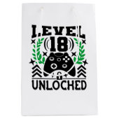 ユニセックスキッズゲーマー誕生日18歳 ミディアムペーパーバッグ (正面)