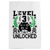 ユニセックスキッズゲーマー誕生日3歳 ミディアムペーパーバッグ (裏面)