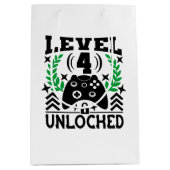 ユニセックスキッズゲーマー誕生日4歳 ミディアムペーパーバッグ (正面)