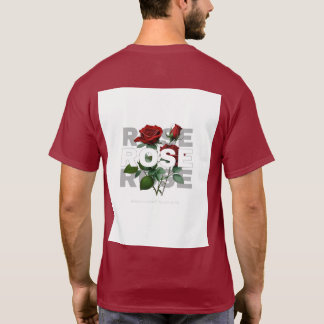 ユニセックス用レッドローズフラワーグラフィックTシャツ Tシャツ