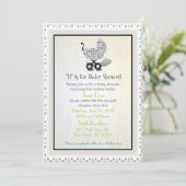 ユニセックス アルファベット ベビーカー シャワー 招待状 (スタンド正面)