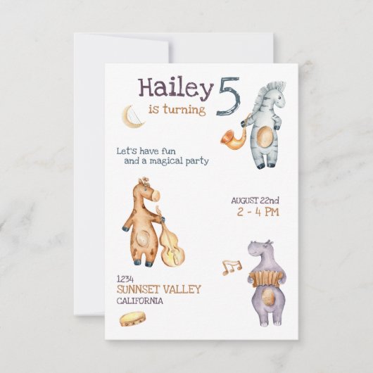 ユニセックス ミュージカル バースデー インビテーション (正面)