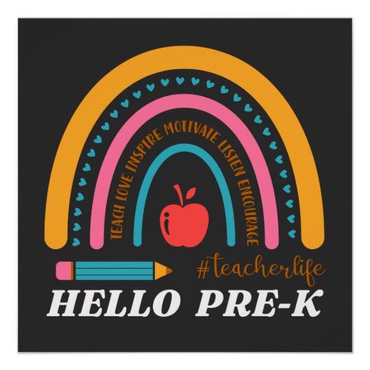 ユニセックスHello Pre K、Hello Preschool、Preschool ポスター (正面)