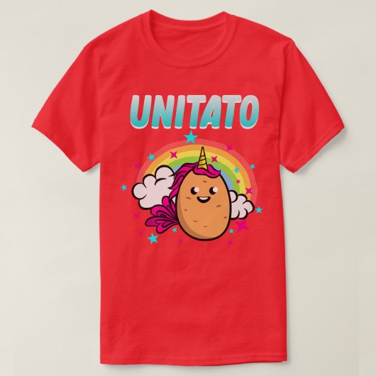ユニタートハーフユニコーンハーフポテトおもしろい野菜G Tシャツ (デザイン正面)