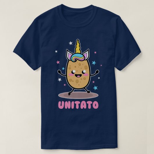 ユニタートユニコーンポテトかわいいおもしろい野菜フライ Tシャツ (デザイン正面)