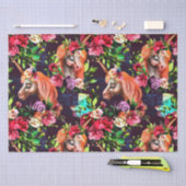 ユニッカラフルクスと花のバラ 薄葉紙 (クラフト)