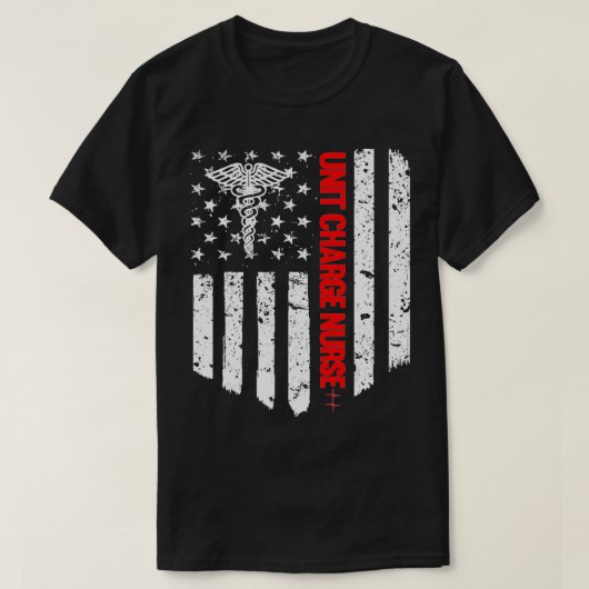 ユニット充電ナースアメリカ国旗RN登録済み保育園 Tシャツ (デザイン正面)