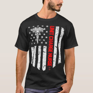 ユニット充電ナースアメリカ国旗RN登録済み保育園 Tシャツ