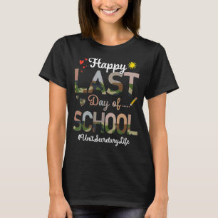 ユニット秘書ハッピーラストデイスクール迷彩柄プリント Tシャツ