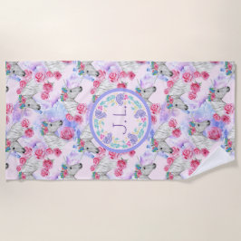 ユニッモノグラムのクスとバラ ビーチタオル