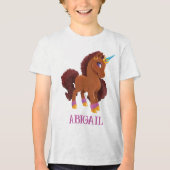 ユニッユニークコーン立ち誇りを持った トライブレンドTシャツ (正面)