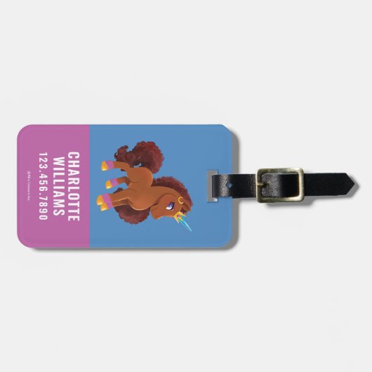 ユニッユニークコーン立ち誇りを持った ラゲッジタグ (正面横)