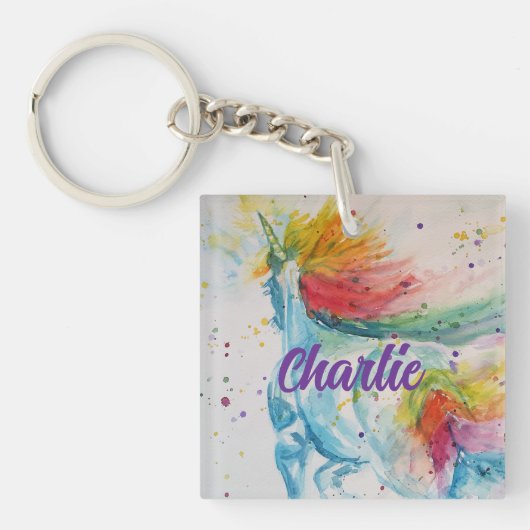 ユニッ信じクスに入る可愛い女の子ステッカー キーホルダー (正面)