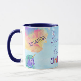 ユニッ生まれクの青いオレンジの抽象芸術のユニコーン マグカップ