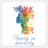 ユニティインダイバーシティIレインボーカラーイラストレーション スクエアシール (正面)